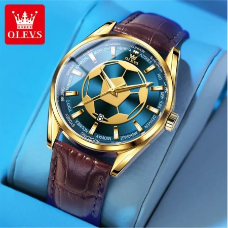 Olevs 9949 classic Football Leather Analog Watch